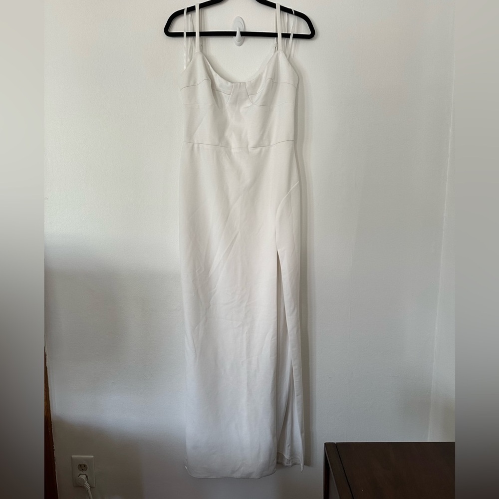 Katie May | L | White Column Maxi Dress with Slit